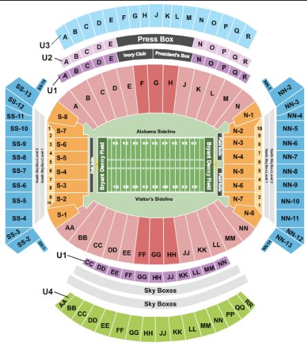 bryant denny stadium tickets and bryant denny stadium tuscaloosa football stadium seating chart