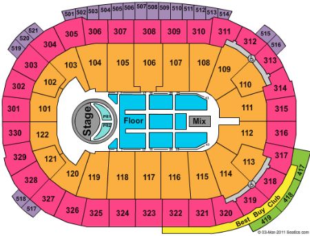 arena rogers seating tickets stub charts spears britney