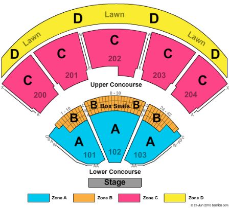 shoreline amphitheatre mountain seating ca chart tickets parkway stage end stub charts pit