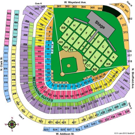 Wrigley Field Seat Number Chart
