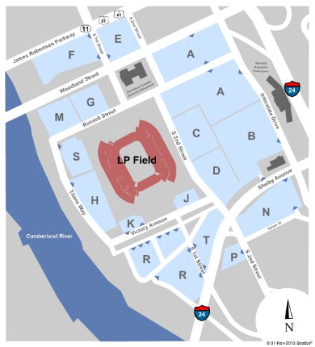 Nissan stadium seating chart and parking in Nashville 